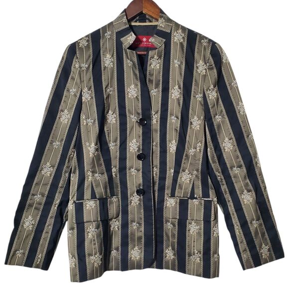 Dino Moda Jackets & Blazers - Dino Moda Floral Embroidered Blazer Size 8 Asian Jacket Mandarin Collar Womens